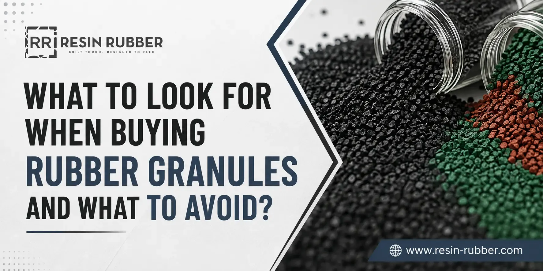 Sample bags of colored rubber granules being compared side by side